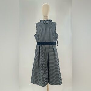 New York & Company - Eva Mendes - Stripe Fit Flare Overskirt Dress